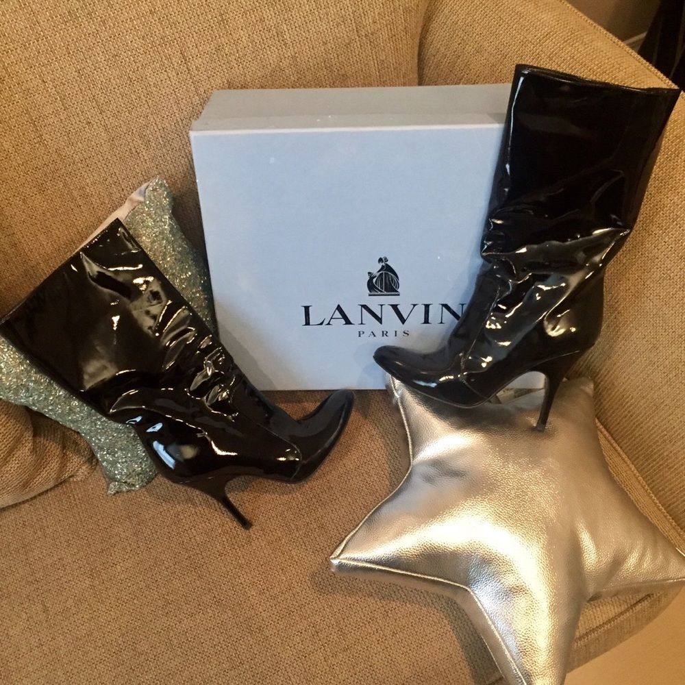 💖✨Lanvin Paris💖Black Pattern Leather short boots - Picture 6 of 16